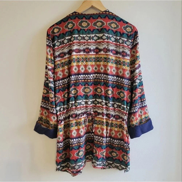 Aztec Geo Print Cardigan Jacket - Picture 3 of 10